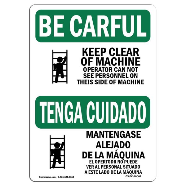 Signmission OSHA BE CAREFUL Sign, Always Face Ladder Safety, Bilingual, 5 X 3.5 Decal, 3.5" W, 5" L, Landscape OS-BC-D-35-L-10001
